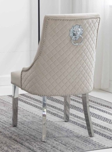 Nailhead Quilted-Back Velvet Dining Chair with Chrome Legs 4