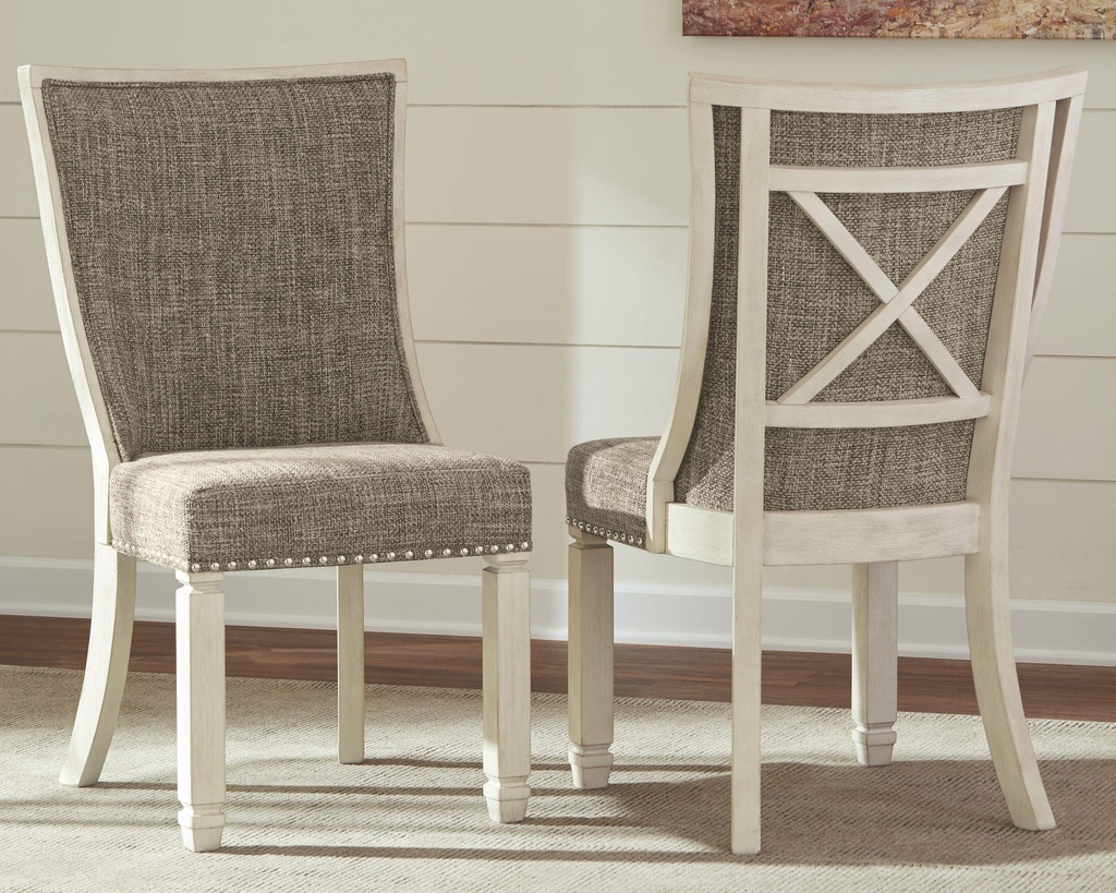 Bolanburg Antique White Upholstered Dining Side Chair (Cross 10x8-crop