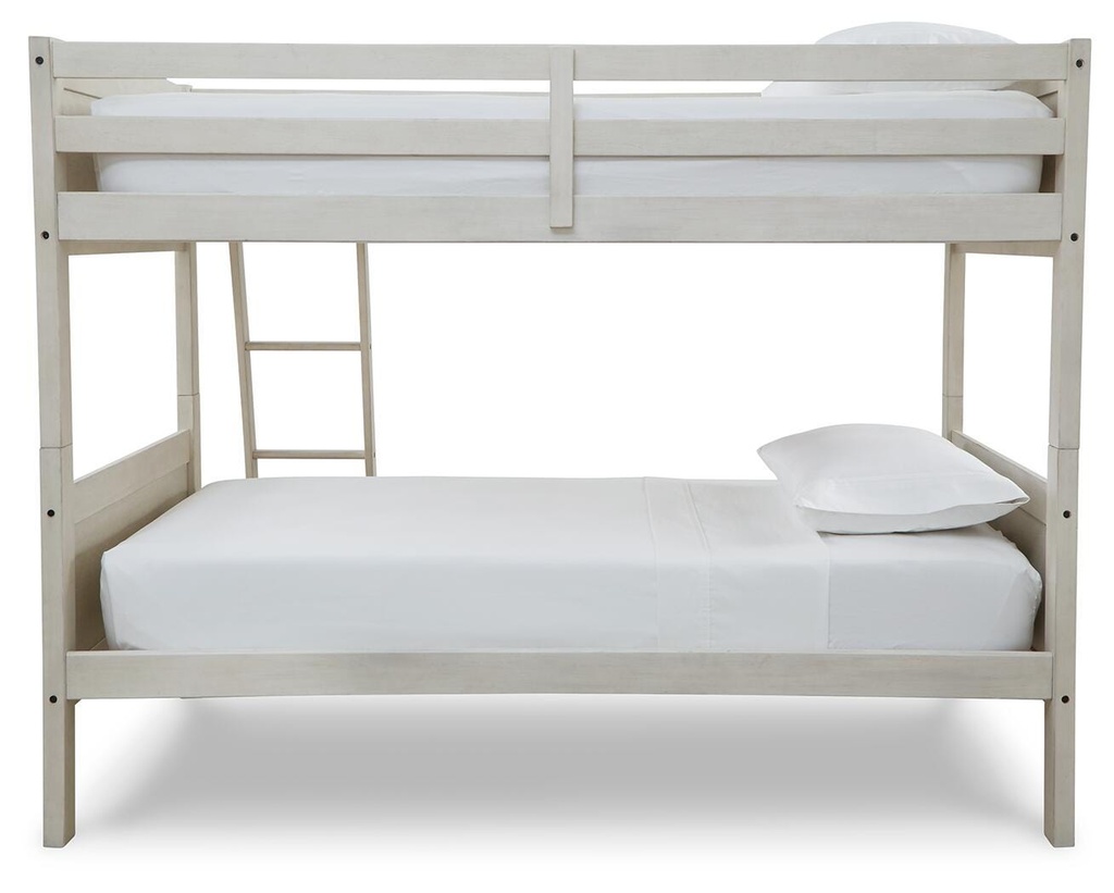 Robbinsdale Antiqued White Twin over Twin Bunk Bed with Ladder view 2