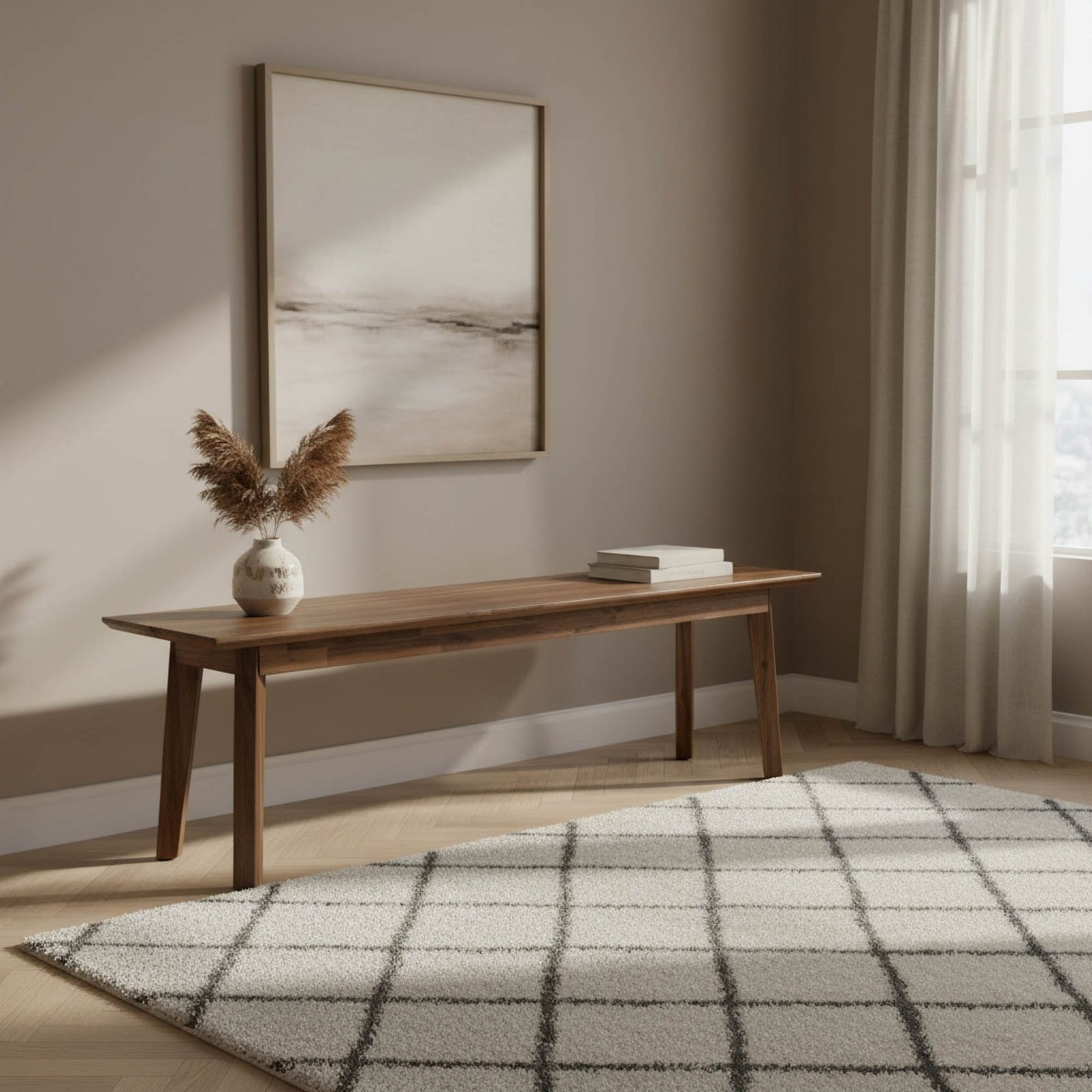 Crosshatch Wood Dining Bench 2