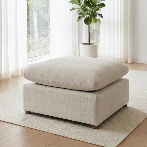 Beige Chenille Modular Ottoman 2