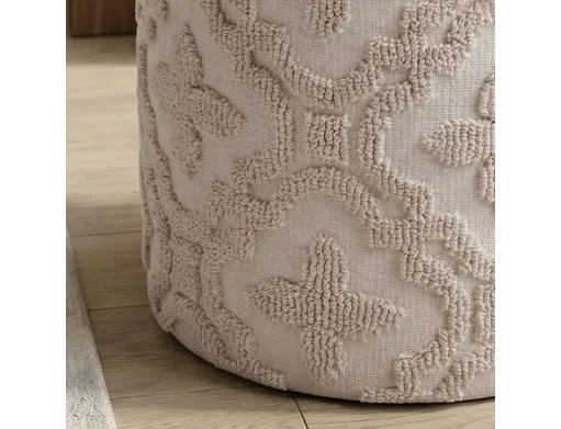 Magnolia Round Storage Ottoman (Ivory) 3