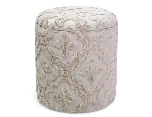 Magnolia Round Storage Ottoman (Ivory) 5