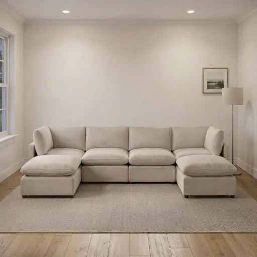 Beige Chenille Modular Ottoman 7