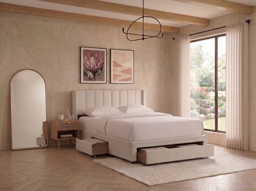 Nagarkot Beige Upholstered Bed Frame 2