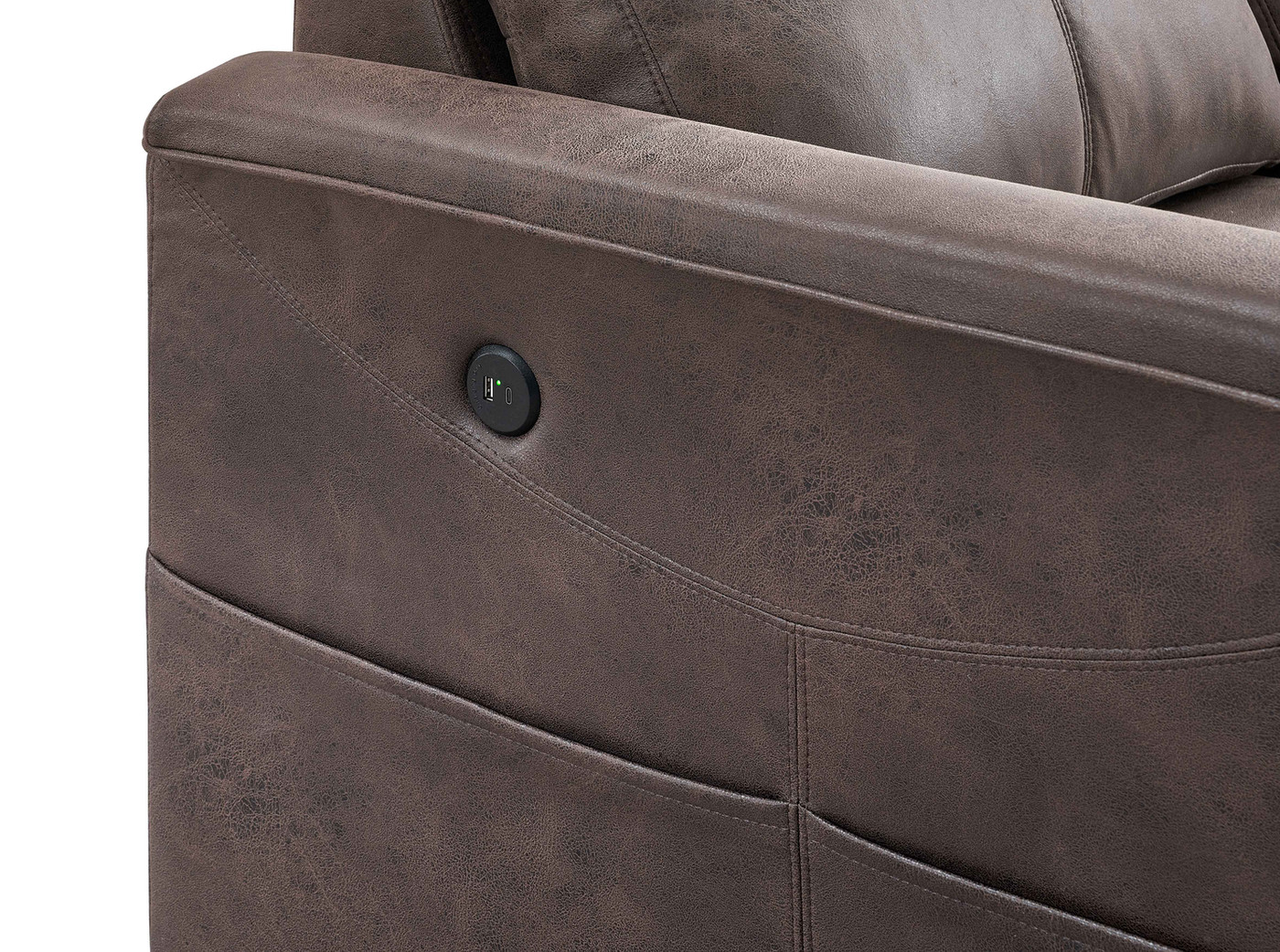Pokhara Smart Charging Sofa Bed Sectional with Storage (Brown) 4
