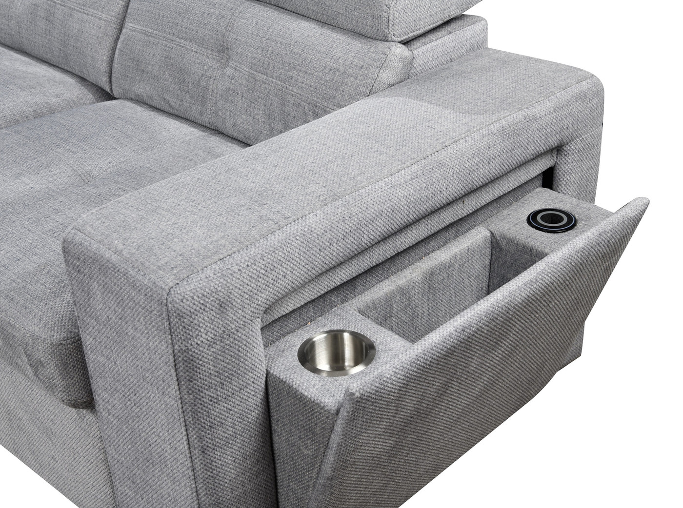 Whistler Adjustable-Headrest Sofa Bed Sectional (Grey) 5