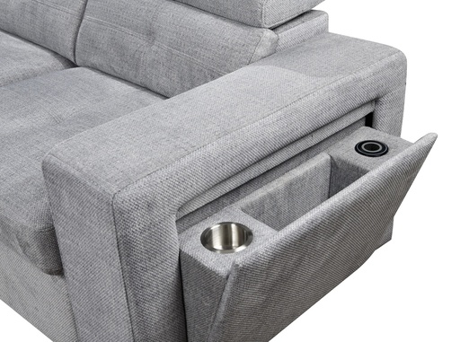 Whistler Adjustable-Headrest Sofa Bed Sectional (Grey) 5