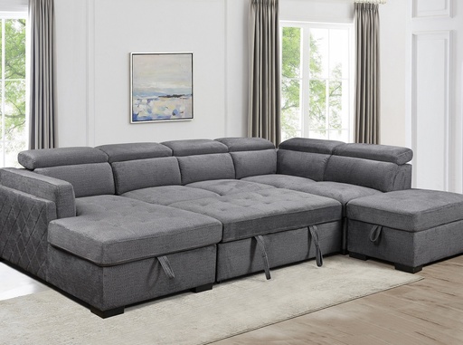 Annapurna Grand Storage Sofa Bed Sectional with Left-Facing Chaise (Grey) 2