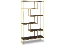 Gold Metal Geometric Bookcase with Glass Shelves