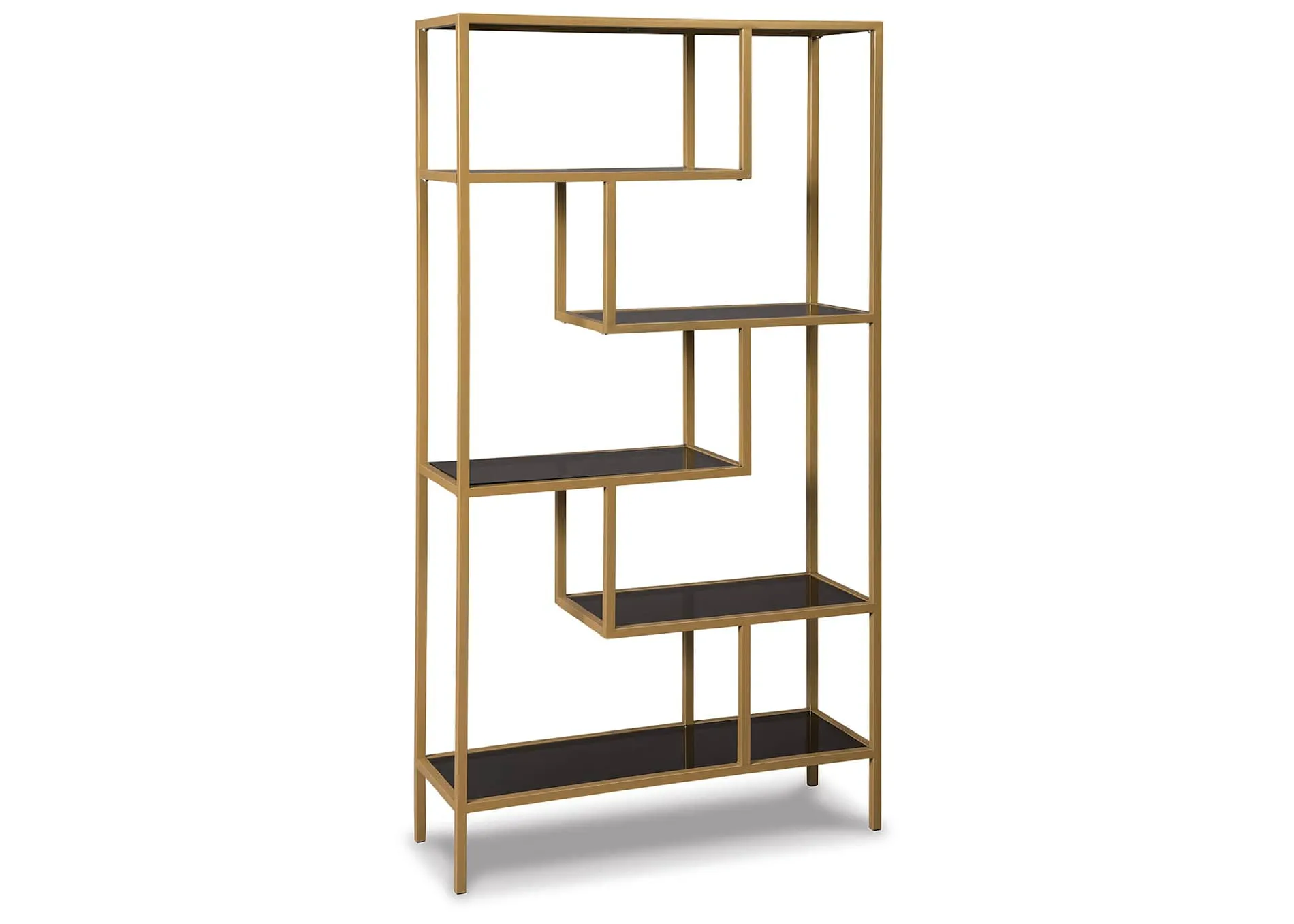 Gold Metal Geometric Bookcase with Glass Shelves 5
