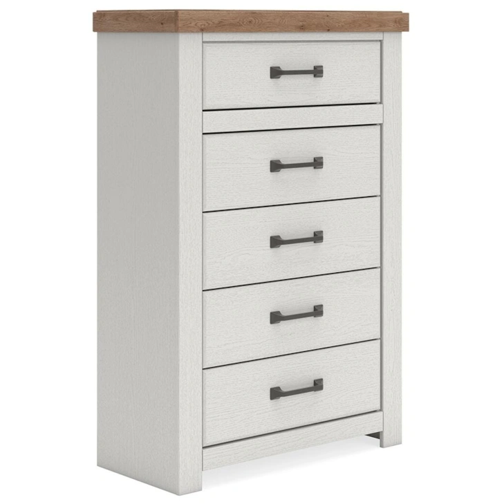 Five-Drawer Chest (White with Wood Top)