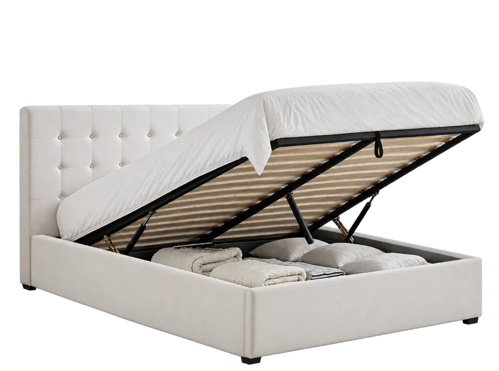 Bandipur Button-Tufted Hydraulic Storage Bed (Double)