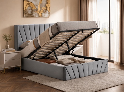 Moraine Fan-Tufted Velvet Lift Storage Bed 11