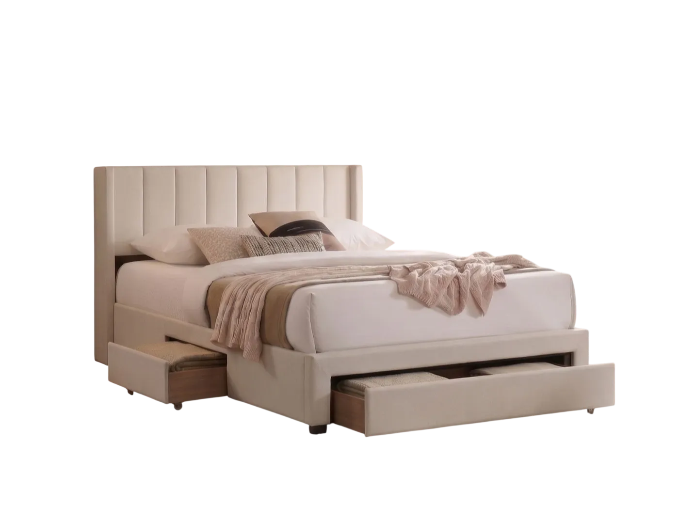 Nagarkot Beige Upholstered Bed Frame 5