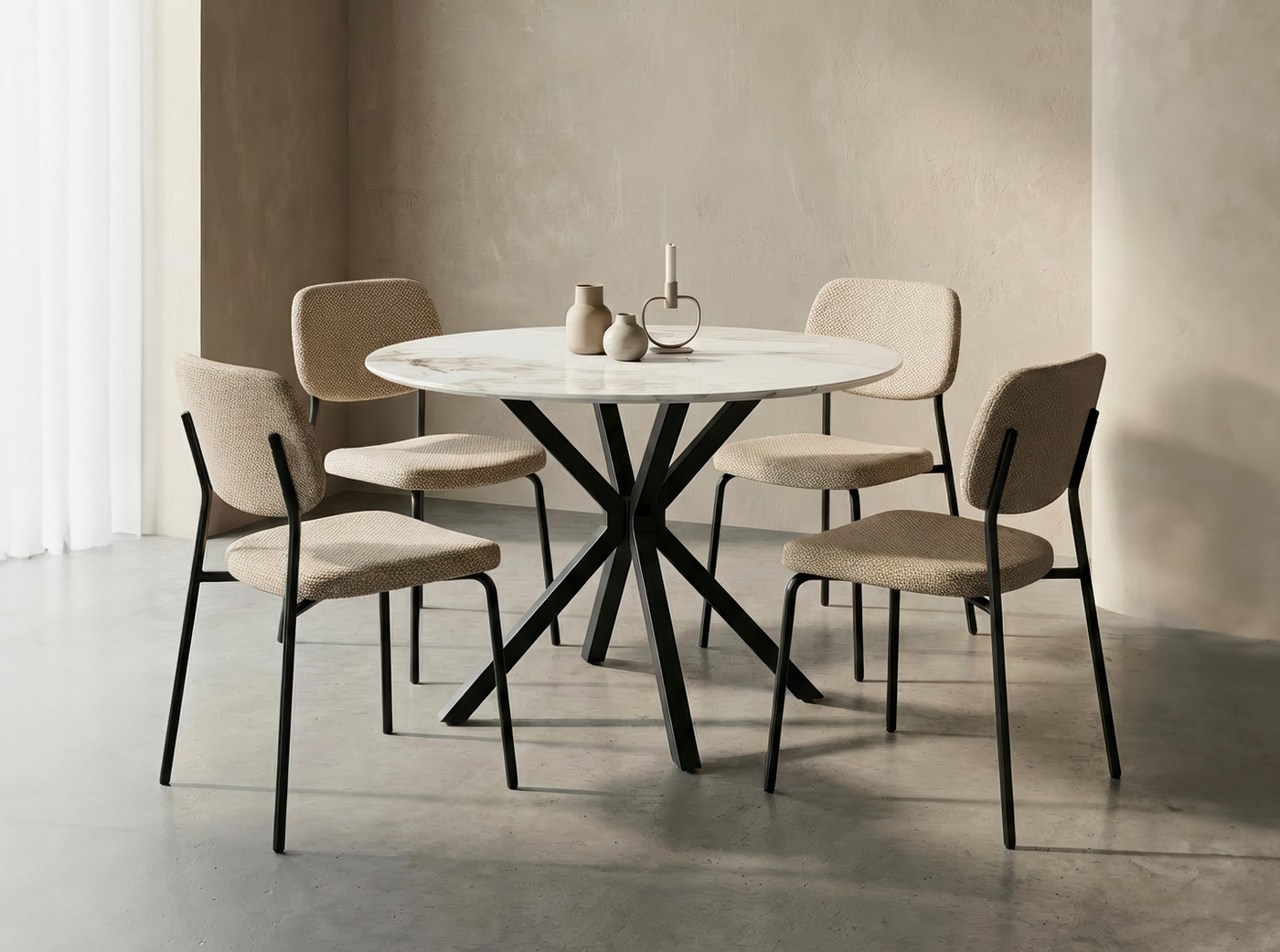 Gosaikunda Round Stone-Top Dining Set (5-Piece) 8