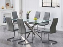 Yoho Tempered Glass & Chrome Dining Set (7-Piece)