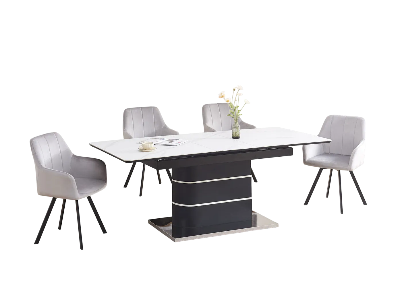 Louise Sintered Stone 7-Piece Extendable Dining Set with Swivel Chairs 5