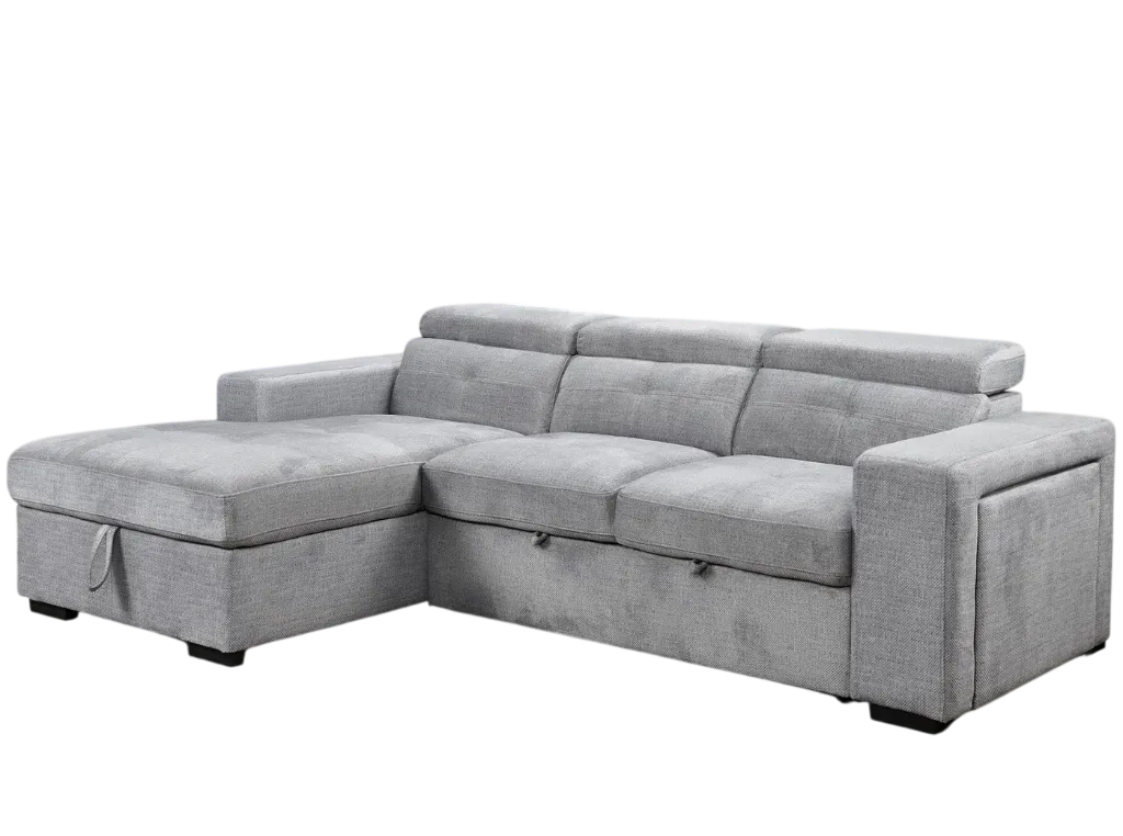 Whistler Adjustable-Headrest Sofabed Sectional (Grey) (Left-Hand Facing)