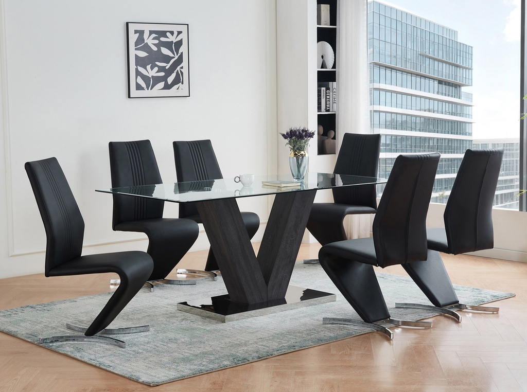 Gaspé Sculptural Glass Dining Set (5-Piece (4 chairs))