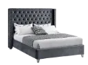 Mustang Wing-Back Velvet Bed (Grey)