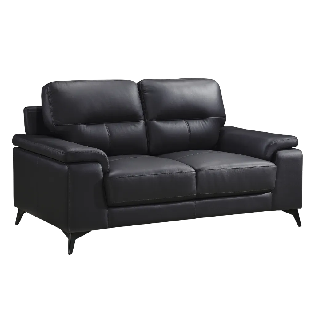 [SET-007] Black Leather Bundle: Sofa & Loveseat