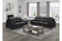 Mischa 2 Piece Sofa and Loveseat Set (Black Leather)