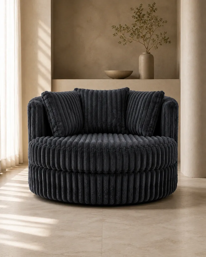 Haven 55" Custom Swivel Accent Chair (Charcoal)