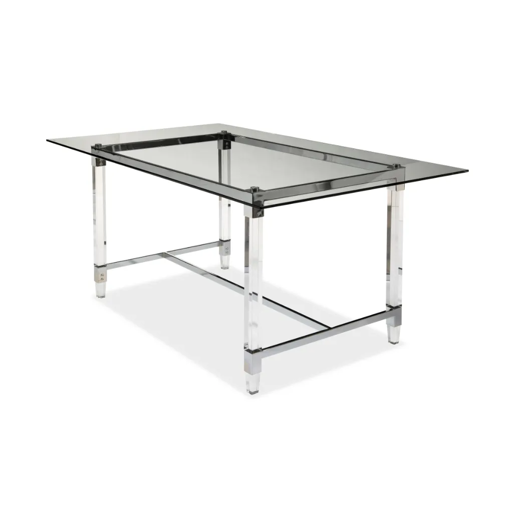 Lyrica Glass Dining Table with Acrylic Legs