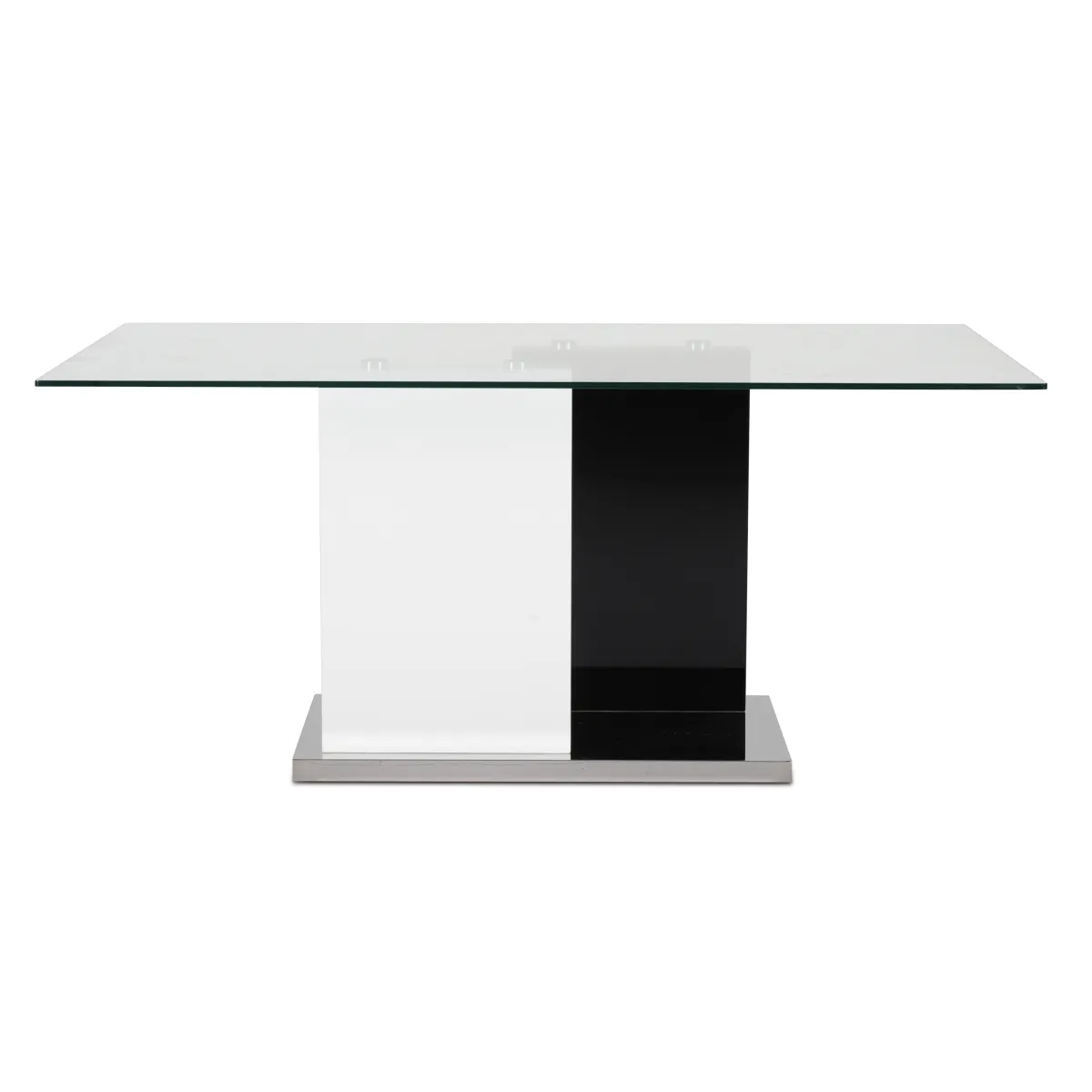 Modern Glass Dining Table with Two-Tone Steel Base 6