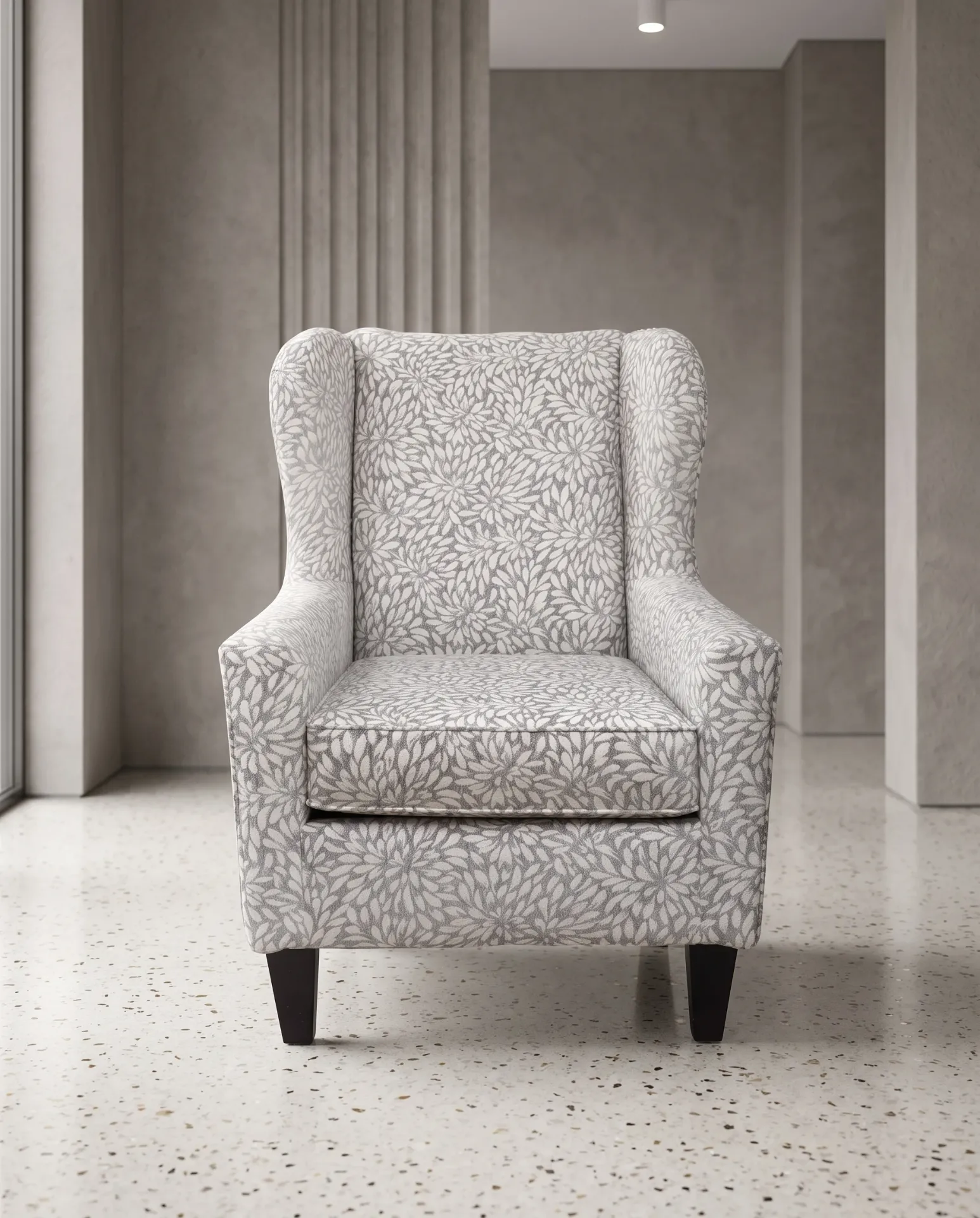 Hydrangea Grey Wingback Accent Chair