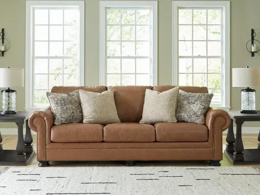 Carianna Leather Sofa with Nailhead Trim 10
