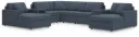 Modmax 8-Piece Modular Next-Gen Nuvella™ Performance Fabric Double Chaise Sectional with Audio and Storage Consoles