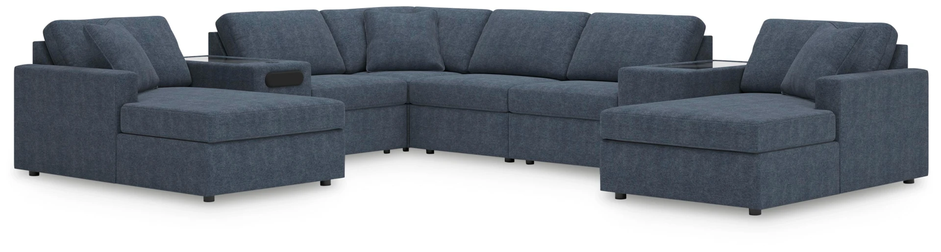 Modmax 8-Piece Modular Double Chaise Sectional with Audio and Storage Consoles 8