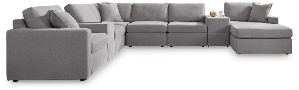 Modmax 8-Piece Modular Next-Gen Nuvella™ Performance Fabric Sectional with Chaise and Storage Consoles