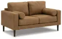 Telora Caramel Faux Leather Loveseat