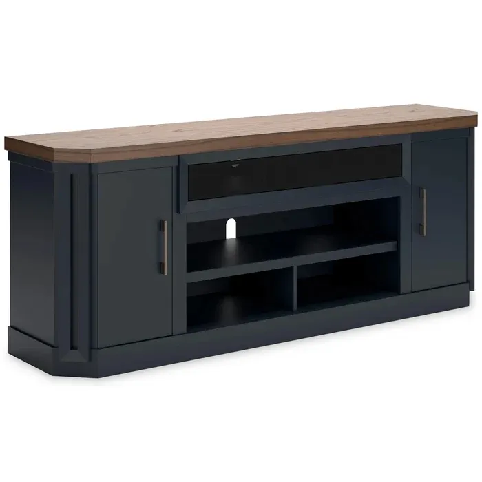 Landocken 83" Slate Blue TV Stand with Wood-Tone Top 8