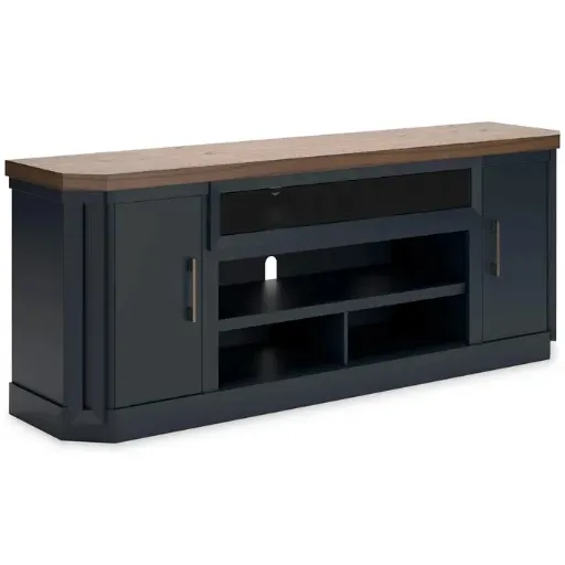 Landocken 83" Slate Blue TV Stand with Wood-Tone Top 8