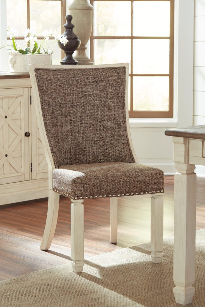 [D647-02] Bolanburg Dining Upholstered Side Chair (Cross-Back)