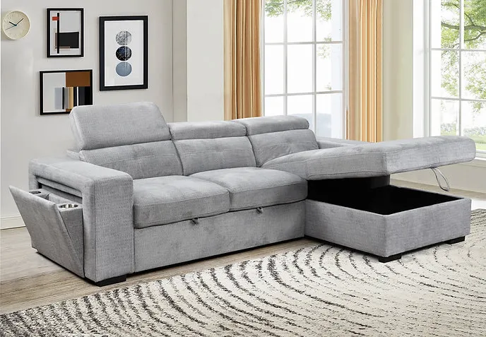 [9081] Nirvana Smart Fabric Sleeper Sectional (RHF)