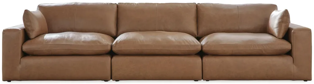 Emilia 3-Piece Leather Modular Sofa (Caramel)