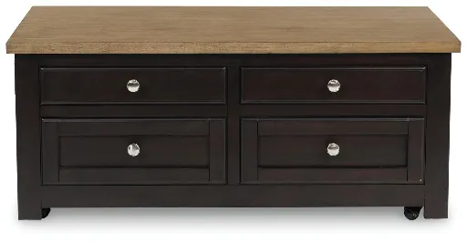Drazmine Lift-Top Coffee Table with 4 Drawers and Casters 7