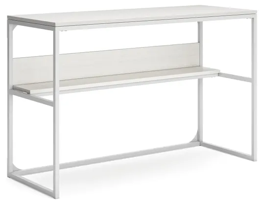 Deznee White Home Office Desk with Shelf