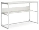 Deznee White Home Office Desk with Shelf