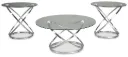 Hollynyx Round Glass and Chrome 3-Piece Coffee Table Set