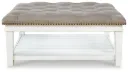 Kanwyn Button-Tufted Ottoman Coffee Table with Shelf