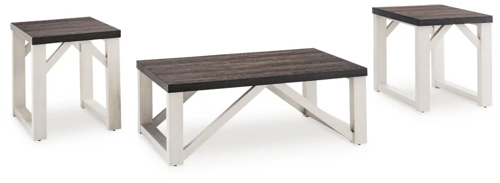 Dorrinson Gray and Antiqued White 3-Piece Coffee Table Set