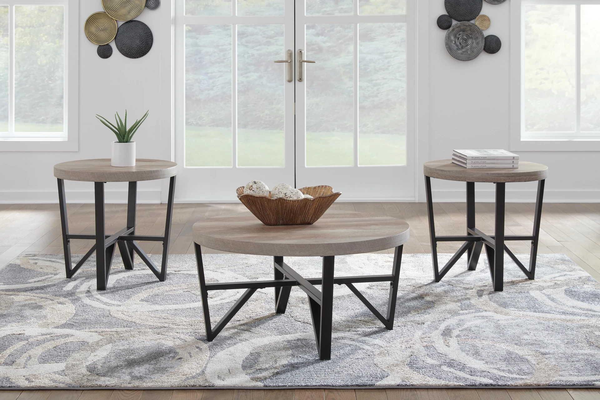 Deanlee 3-Piece Round Coffee and End Table Set 6