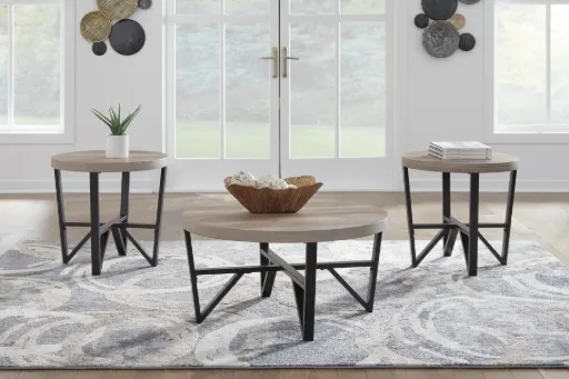Deanlee 3-Piece Round Coffee and End Table Set 6