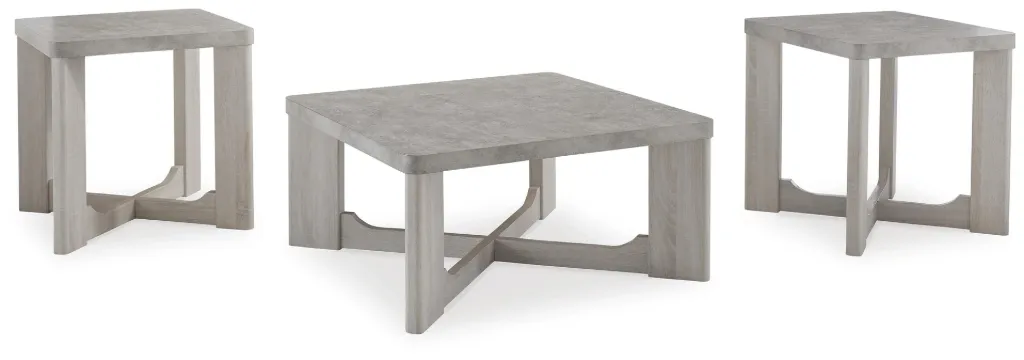 [T247-13] Garnilly 3-Piece Coffee Table Set with Faux Cement Tops